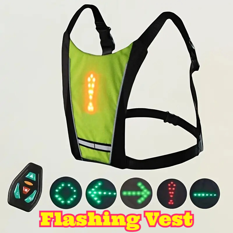 Running Visibility Gear - LED-afstandsbediening veiligheidsvest richtingaanwijzer hoge zichtbaarheid waarschuwingsuitrusting